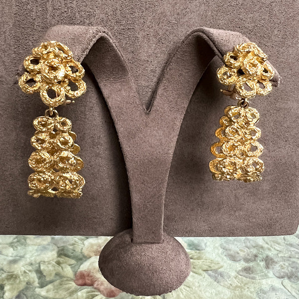 Vintage Day/ Night Gold Drop Earrings sold by Doyle and Doyle an antique and vintage jewelry boutique