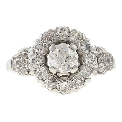 Art Deco Diamond Cluster, Old Euro 0.43ct sold by Doyle and Doyle an antique and vintage jewelry boutique