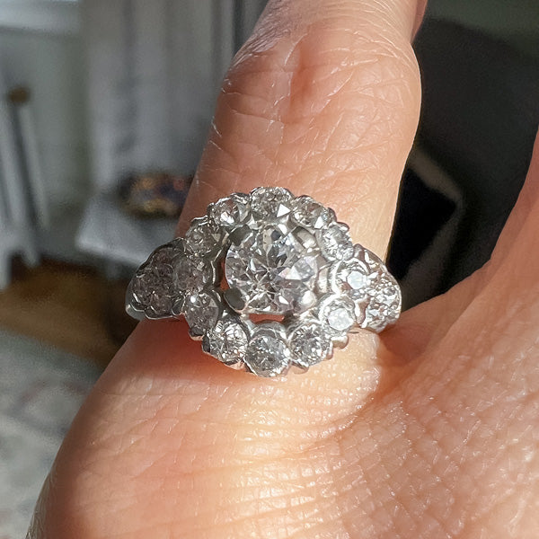 Art Deco Diamond Cluster, Old Euro 0.43ct sold by Doyle and Doyle an antique and vintage jewelry boutique