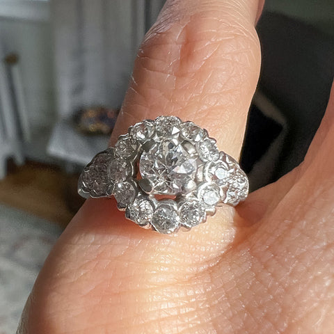 Art Deco Diamond Cluster, Old Euro 0.43ct sold by Doyle and Doyle an antique and vintage jewelry boutique