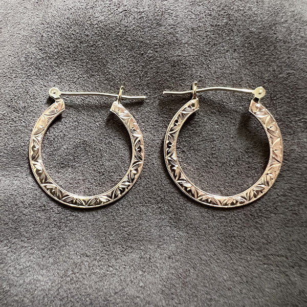 Antique Engraved Hoop Earrings sold by Doyle and Doyle an antique and vintage jewelry boutique