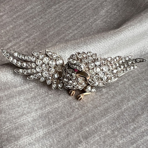 Antique Diamond Eagle Pin sold by Doyle and Doyle an antique and vintage jewelry boutique