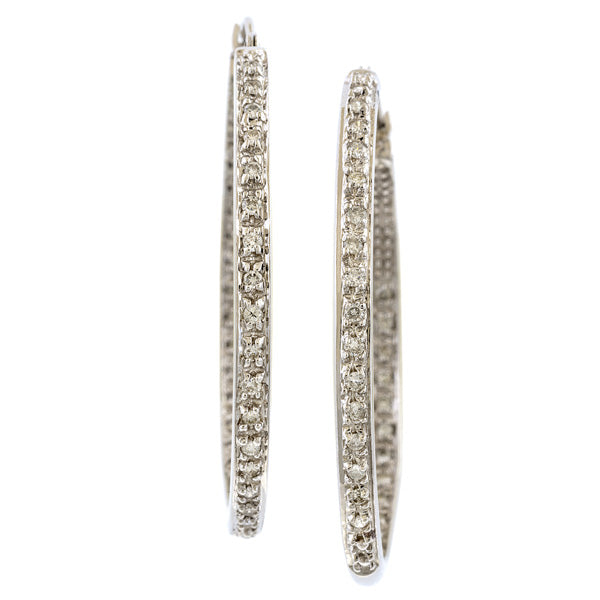 Vintage Diamond Hoop Earrings sold by Doyle and Doyle an antique and vintage jewelry boutique