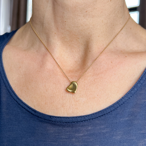 Vintage Elsa Peretti Full Heart Necklace sold by Doyle and Doyle an antique and vintage jewelry boutique