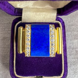 Vintage Lapis & Diamond Ring sold by Doyle and Doyle an antique and vintage jewelry boutique