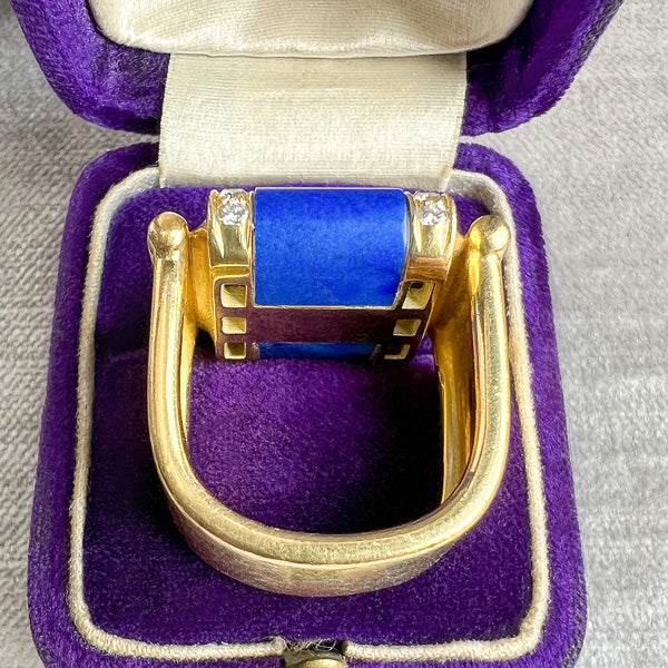 Vintage Lapis & Diamond Ring sold by Doyle and Doyle an antique and vintage jewelry boutique