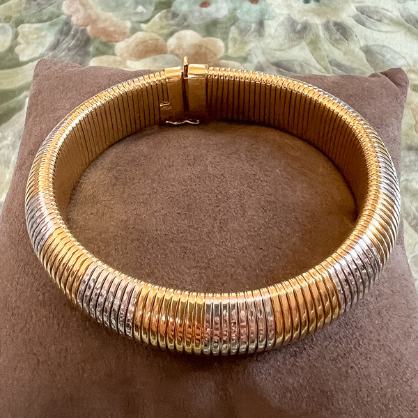 Vintage Tubogas Two-toned Gold Bracelet, from Doyle & Doyle antique and vintage jewelry boutique