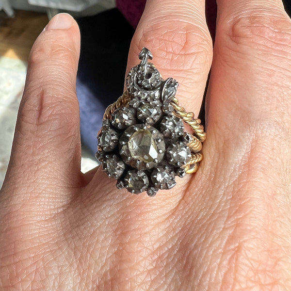 Antique Halley's Comet Rose cut Diamond Ring, from Doyle & Doyle antique and vintage jewelry boutique