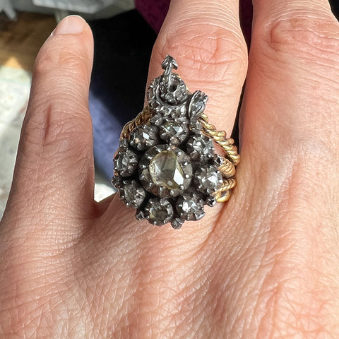 Antique Halley's Comet Rose cut Diamond Ring, from Doyle & Doyle antique and vintage jewelry boutique