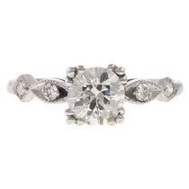 1940s Vintage Diamond Engagement Ring in platinum, from Doyle & Doyle antique and vintage jewelry boutique