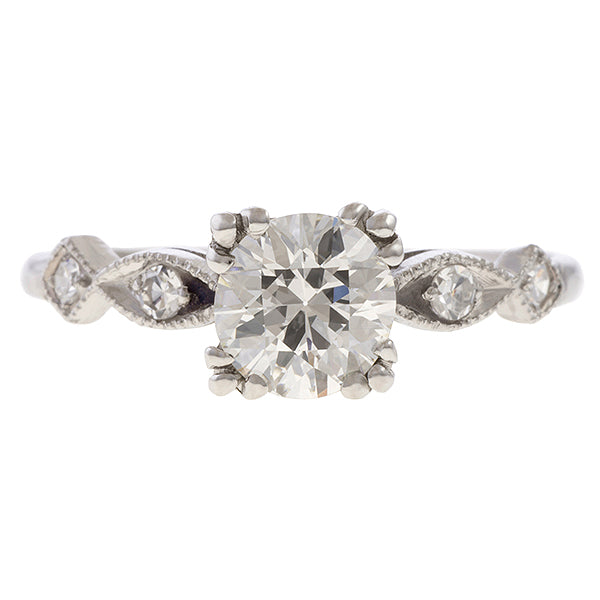 1940s Vintage Diamond Engagement Ring in platinum, from Doyle & Doyle antique and vintage jewelry boutique