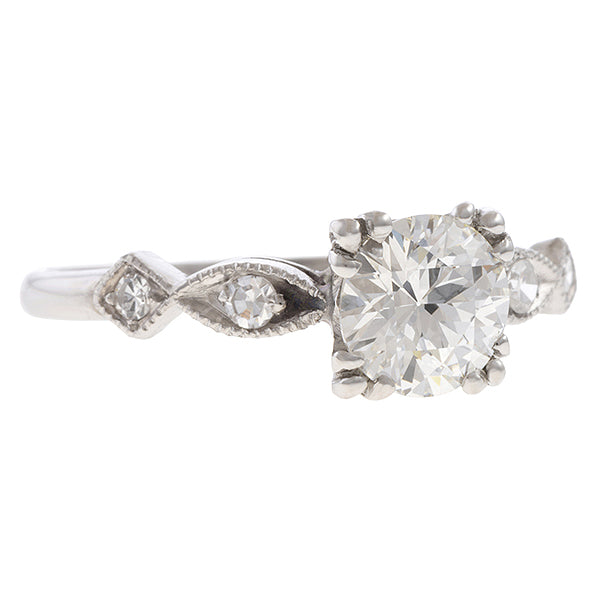 1940s Vintage Diamond Engagement Ring in platinum, from Doyle & Doyle antique and vintage jewelry boutique