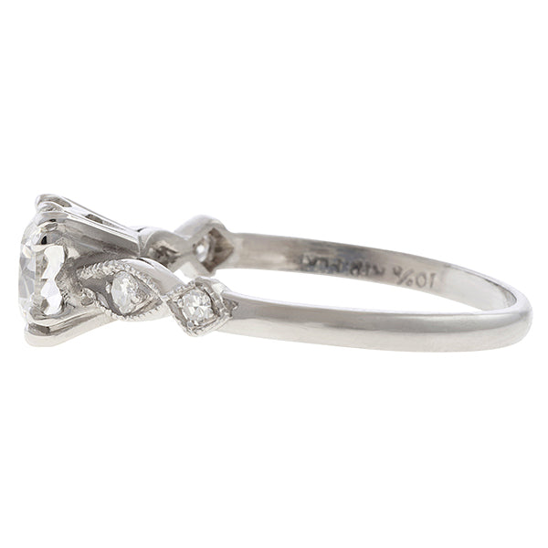 1940s Vintage Diamond Engagement Ring in platinum, from Doyle & Doyle antique and vintage jewelry boutique