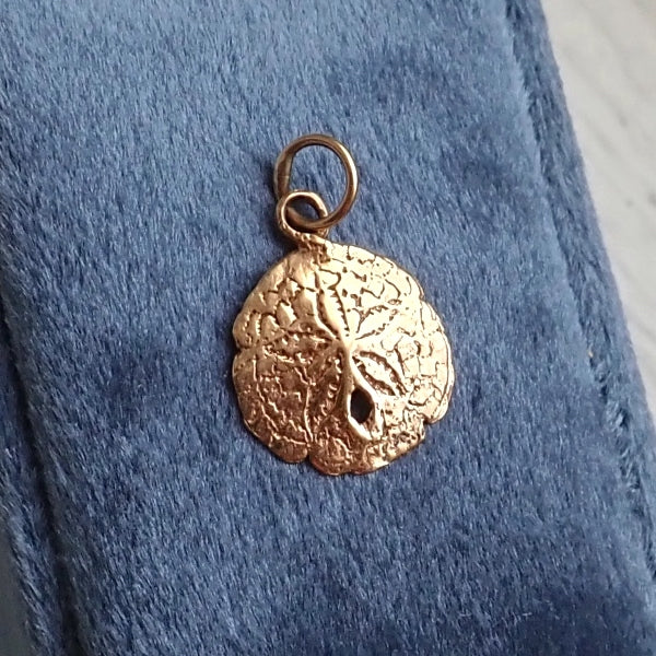 Vintage Gold Sand Dollar Pendant Charm, from Doyle & Doyle vintage and antique jewelry
