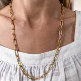 Vintage Oval Textured Link Chain Necklace sold by Doyle and Doyle an antique and vintage jewelry boutique
