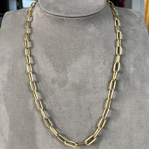 Vintage Oval Textured Link Chain Necklace sold by Doyle and Doyle an antique and vintage jewelry boutique