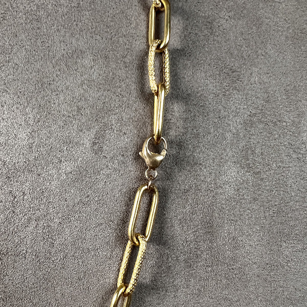 Vintage Oval Textured Link Chain Necklace sold by Doyle and Doyle an antique and vintage jewelry boutique