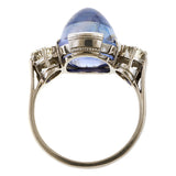 Vintage Sugarloaf Sapphire & Diamond Ring sold by Doyle and Doyle an antique and vintage jewelry boutique