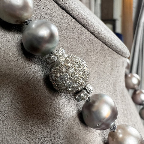 Vintage Gray Sea Pearl Necklace sold by Doyle and Doyle an antique and vintage jewelry boutique