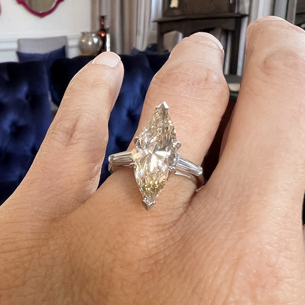 Vintage Marquise Engagement Ring, 3.79ct. sold by Doyle and Doyle an antique and vintage jewelry boutique
