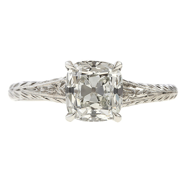 Vintage Engagement Ring, Cushion 1.53ct. sold by Doyle and Doyle an antique and vintage jewelry boutique