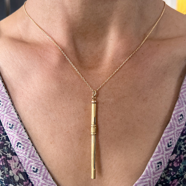 Vintage Telescoping Toothpick Pendant sold by Doyle and Doyle an antique and vintage jewelry boutique