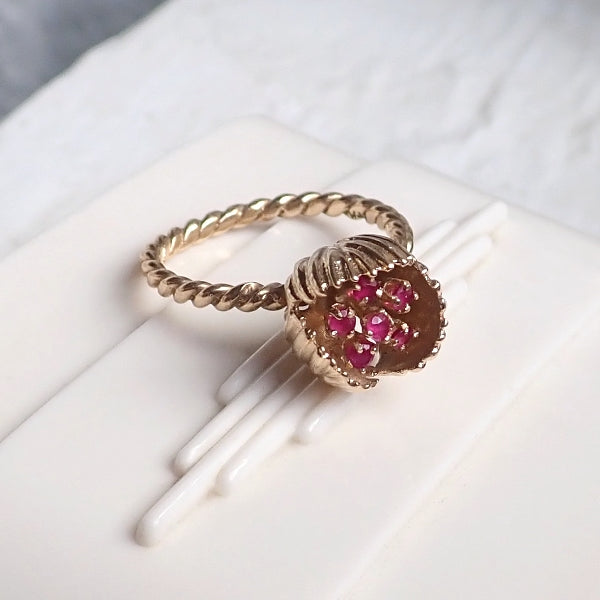 Vintage Ruby Gold Tulip Ring, from Doyle & Doyle antique and vintage jewelry