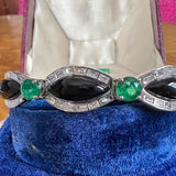 Estate Emerald, Onyx & Diamond Bracelet sold by Doyle and Doyle an antique and vintage jewelry boutique