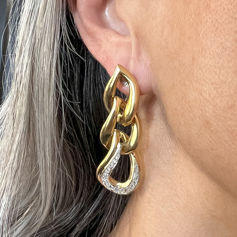 Estate Diamond Link Drop Earrings sold by Doyle and Doyle an antique and vintage jewelry boutique
