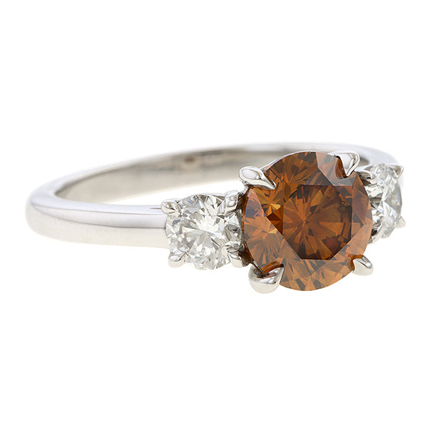 Fancy Brown Diamond Three Stone Ring, from Doyle & Doyle antique and vintage jewelry boutique