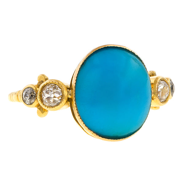 Antique Turquoise & Diamond Ring sold by Doyle and Doyle an antique and vintage jewelry boutique