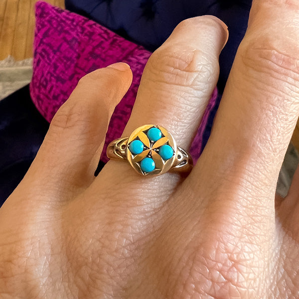 Victorian Turquoise Ring sold by Doyle and Doyle an antique and vintage jewelry boutique