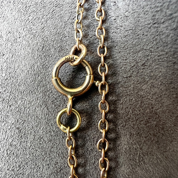 Victorian Green and Crystal Beaded Gold Chain Necklace, from Doyle & Doyle antique and vintage jewelry boutique