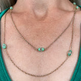 Victorian Green and Crystal Beaded Gold Chain Necklace, from Doyle & Doyle antique and vintage jewelry boutique