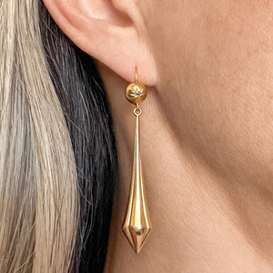Victorian Diamond Torpedo Drop Earrings sold by Doyle and Doyle an antique and vintage jewelry boutique