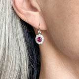 Victorian Ruby Diamond Cluster Earrings sold by Doyle and Doyle an antique and vintage jewelry boutique