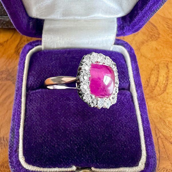 Antique Burma Ruby & Diamond Ring, 3.82ct. sold by Doyle and Doyle an antique and vintage jewelry boutique