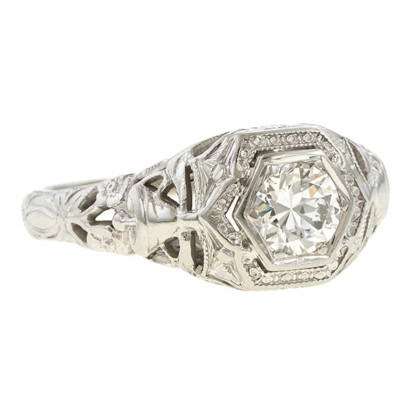 Vintage Filigree Diamond Ring, TRB 0.35ct. sold by Doyle and Doyle an antique and vintage jewelry boutique