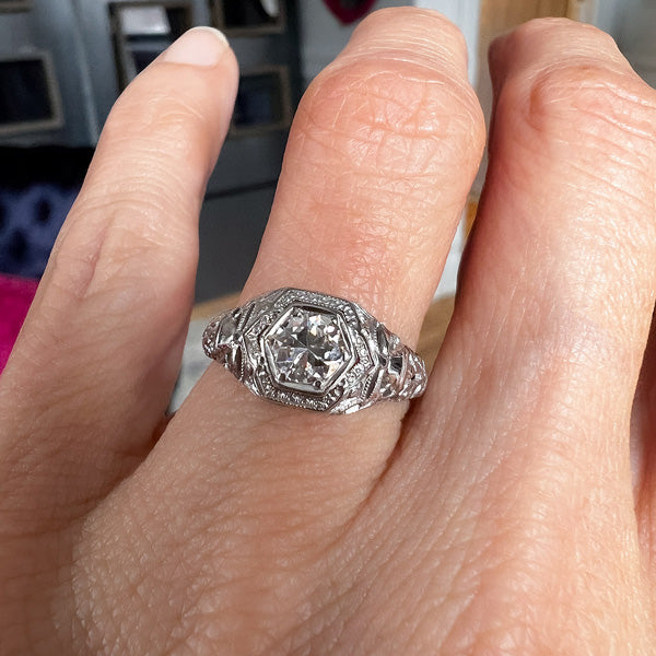 Vintage Filigree Diamond Ring, TRB 0.35ct. sold by Doyle and Doyle an antique and vintage jewelry boutique
