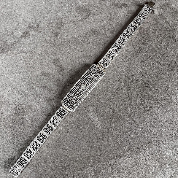 Vintage Diamond Filigree Bracelet sold by Doyle and Doyle an antique and vintage jewelry boutique