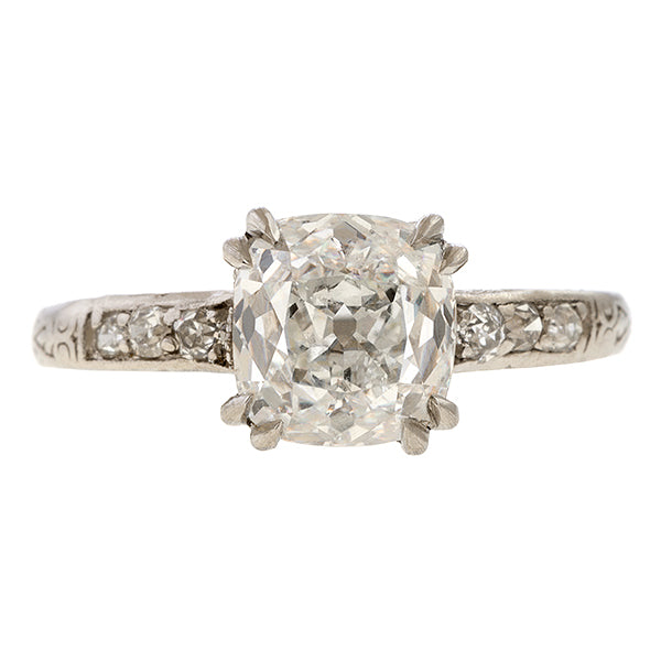 Antique Engagement Ring, Cushion Mod. Brilliant 2.01ct sold by Doyle and Doyle an antique and vintage jewelry boutique