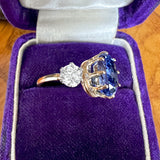 Estate Oval Sapphire & Diamond Three Stone Ring, from Doyle & Doyle antique and vintage jewelry boutique