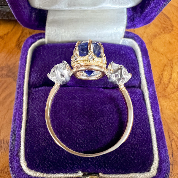 Estate Oval Sapphire & Diamond Three Stone Ring, from Doyle & Doyle antique and vintage jewelry boutique