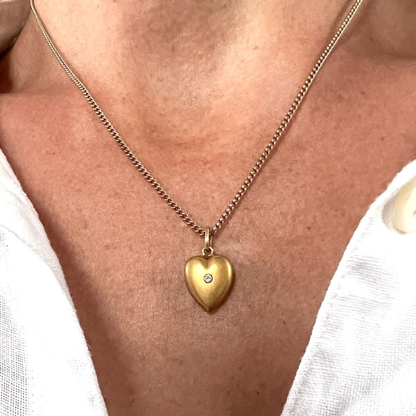 Victorian Gold Diamond Heart Locket Pendant Necklace, from Doyle & Doyle antique and vintage jewelry boutique