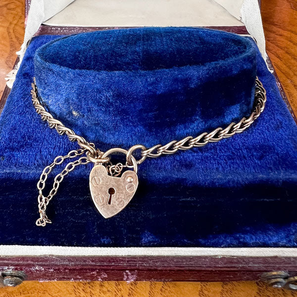 Antique Heart Lock Bracelet sold by Doyle and Doyle an antique and vintage jewelry boutique