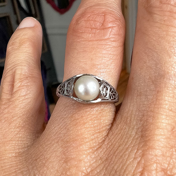 Art Deco Pearl Ring sold by Doyle and Doyle an antique and vintage jewelry boutique