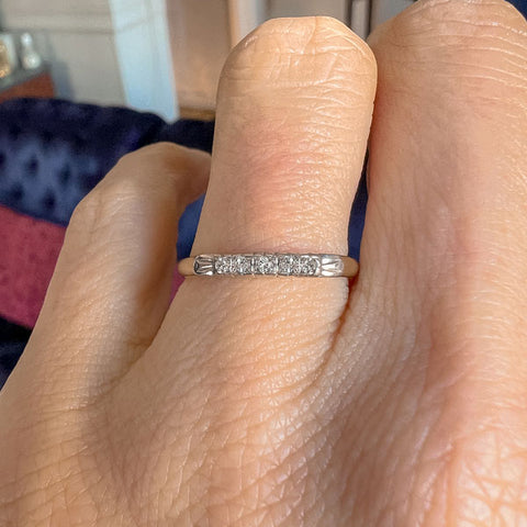 Vintage Diamond Wedding Band sold by Doyle and Doyle an antique and vintage jewelry boutique