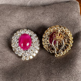 Vintage Cabochon Ruby & Diamond Clip Earrings, from Doyle & Doyle antique and vintage jewelry boutique