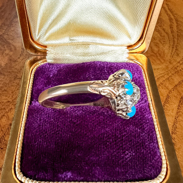 Victorian Diamond & Turquoise Ring sold by Doyle and Doyle an antique and vintage jewelry boutique