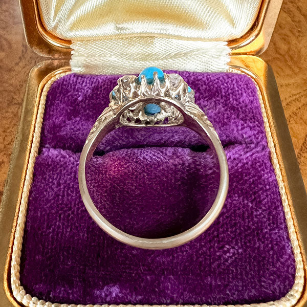 Victorian Diamond & Turquoise Ring sold by Doyle and Doyle an antique and vintage jewelry boutique